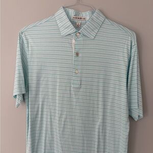 Peter Millar Aqua Striped Polo Shirt Excellent Condition - worn once